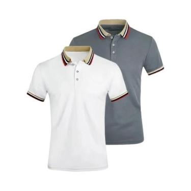 Imagem de Camisa Polo Masculina De Verão 2PCS Respirável Casual Para Escritório 