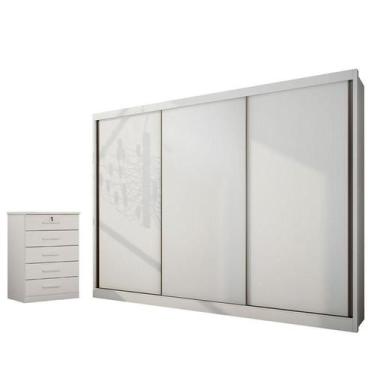 Imagem de Guarda Roupa Casal Londres e Gaveteiro Suiça Neve - Novo Horizonte