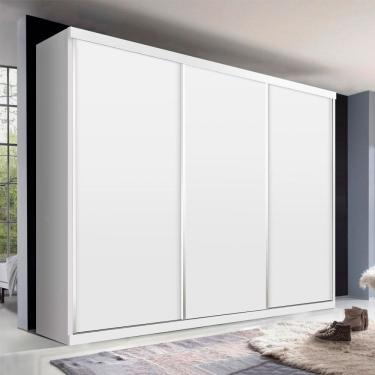 Imagem de Guarda Roupa Casal Cronos Branco 3 Portas de Correr 4 Gavetas Minastex