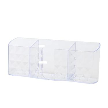 Imagem de Suporte de controle remoto para montagem em parede Acrílico transparente sem perfurações Prateleiras de armazenamento multifuncionais Organizador de rack para sala de estar Quarto (Branca)