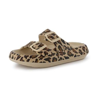 Imagem de CUSHIONAIRE Sandália feminina Fame recovery cloud slide com + conforto, Leopardo, 5