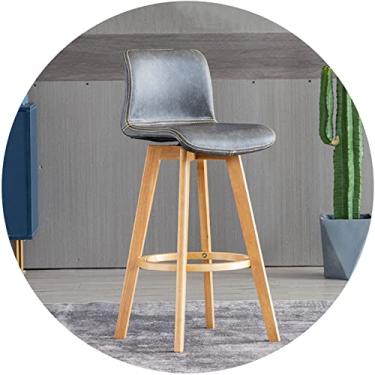 Imagem de Cadeira giratória de borracha com encosto estofado - Bancos altos para balcão de cozinha, sala de jantar e ilha - Banquetas de bar com apoio para os pés