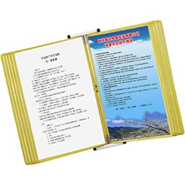 Imagem de Rack de exibição de catálogo A4 para montagem na parede - Suporte de livro flip de 10 páginas, pasta de metal para pendurar na parede para pôsteres e referência, comporta 20 folhas - ideal para