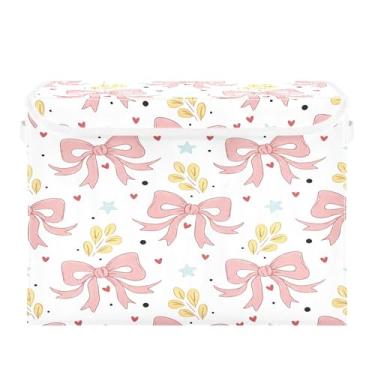 Imagem de Burbuja Caixa de armazenamento de arco com tampa e alças, grande caixa de armazenamento dobrável para prateleiras armário quarto escritório organizador