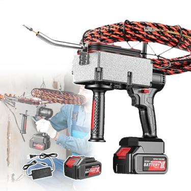 Imagem de KKSOUFX Passador De Cabos AutomáTico,Passa-Fios EléTrico Para Eletricistas,MáQuina De Passagem De Fios EléTrica Com Bateria De LíTio, 40 M/Min, Fio Guia De 15 M/30 M, TraçãO De 6 Rodas