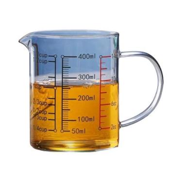 Imagem de Copo Medidor De Vidro Borossilicato Transparente Com Alça E Bico Em V,