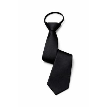 Imagem de Gravata Com Zíper Nó Pronto Regulável Infantil Risco fino Cor:Preto - 