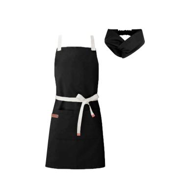 Imagem de Avental e Faixa Cabelo Cozinha Restaurante Bistro Bar Preto