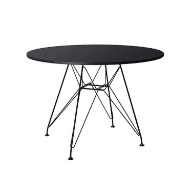 Imagem de Mesa De Jantar 80Cm Tampo Redondo Preto Base De Ferro Cor: Preto