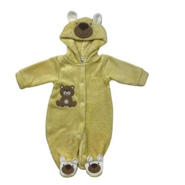 Imagem de Macacao bebe ursinho com touca - PEQUENO CHARME MODA BEBÊ, Amarelo, M 