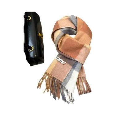 Imagem de Cachecol Amarelo Grande Com Franjas, Lã Pura Britânica, Quente Para Ho