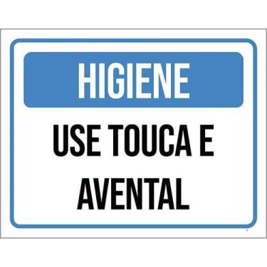 Imagem de Kit 10 Placa Acm Higiene Use Touca E Avental 18X23 - Sinalizo