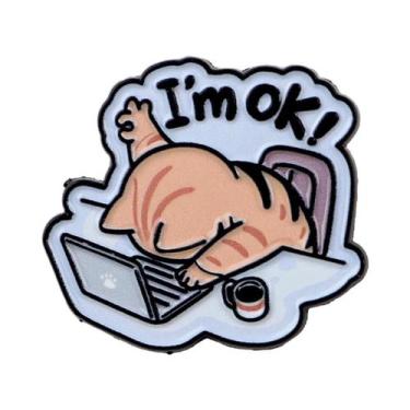 Imagem de Broche De Esmalte Gato Cartoon, Emblemas De Lapela De Metal De Animais
