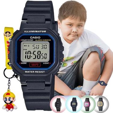 Imagem de Kit Relógio de Pulso Casio Infantil Digital Resistente Água LA-20WH + Chaveiro Personagens