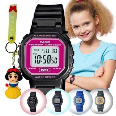 Imagem de Kit Relógio de Pulso Casio Infantil Digital Resistente Água LA-20WH + Chaveiro Personagens