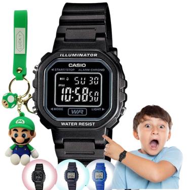 Imagem de Kit Relógio de Pulso Casio Infantil Digital Resistente Água LA-20WH + Chaveiro Personagens