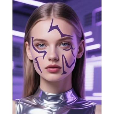 Imagem de Kit de 6 Adesivos Autocolantes de Tatuagem de Corpo K-Pop Cor:Roxo - G
