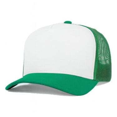 Imagem de Boné Trucker Liso Redinha Tela Aba Curva Cor:Verde Bandeira Frente Bra