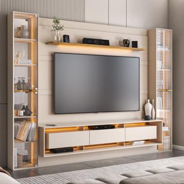 Imagem de Estante Home Theater Austin 85" Duas Torres com Led BDN/ Carvalho
