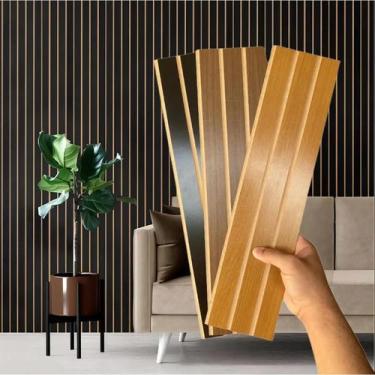 Imagem de Kit 20 Placas Painel Ripado Decorativo Placa Adesiva 45x11 Revestiment