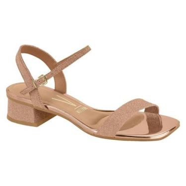 Imagem de Sandália Feminina Vizzano Salto Bloco Glitter Festa Original -, Ouro r