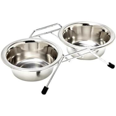 Imagem de Comedouro Chalesco Para Cães Duplo Inox - Tamanho 2, Cromado