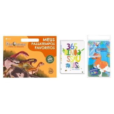 Imagem de Kit 3 Livros de Dinossauros - Passatempos Com Adesivos + 365 Para Colo