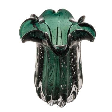 Imagem de Vaso Decorativo de Vidro Murano Flat Italy Verde Esmeralda  21x18cm Lyor