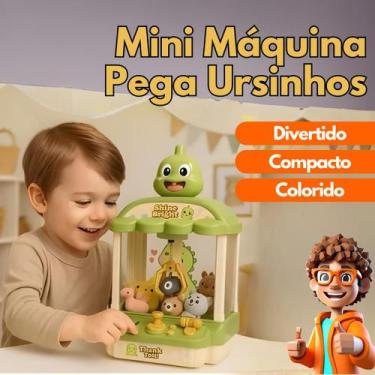 Imagem de Mini Máquina de Pegar Ursinhos Infantil com Garra, Som e Pelúcias Cor:
