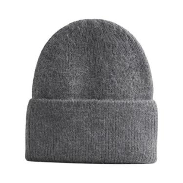 Imagem de Gorro Feminino Azul De Lã Cashmere E Angorá, Quente Para Inverno, Maci