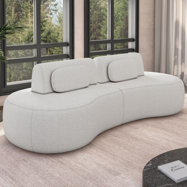 Imagem de Sofá 4 Lugares Orgânico Para Sala Living 280cm Vasti M03 Bouclê Cru - Lyam Decor