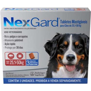 Imagem de 3 comprimido Antipulgas e carrapatos 25 a 50kg NEX - NEXGARD