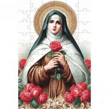 Imagem de Religioso Cognitivo Santa Terezinha 35 Peças MDF para Memória e Concentração com Chaveiro Coleção Tea e Amor