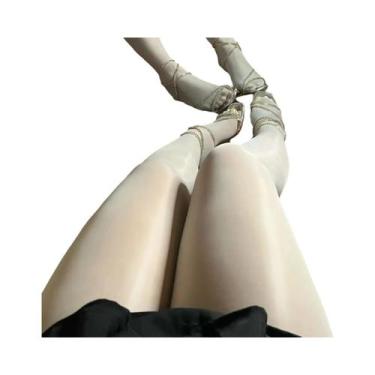 Imagem de Meia-calça Feminina plus Size De Cintura Alta, Preta, Brilhante E Tran