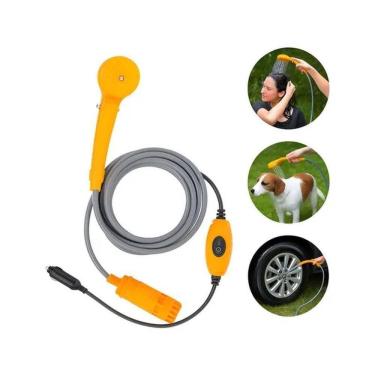 Imagem de Chuveiro Portátil Elétrico 12V Camping Praia Trailler Sítio com Bomba Submersível Laranja Globalmix