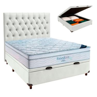 Imagem de Box Bau Blindado + Colchão Casal Freedom Ortobom + Cabeceira