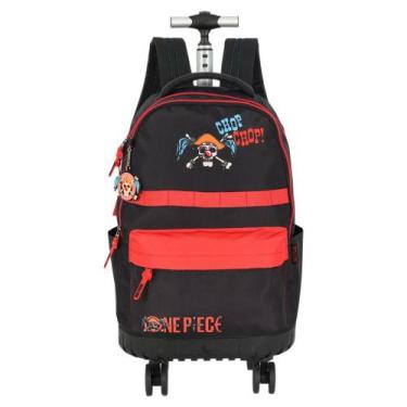 Imagem de Mochila De Rodinhas 2 em 1 Escolar Netflix One Piece, Vermelho