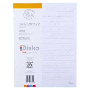 Imagem de Refil Disko 50 Folhas Pautadas Médio Caderno Disco Reposicionável Esco
