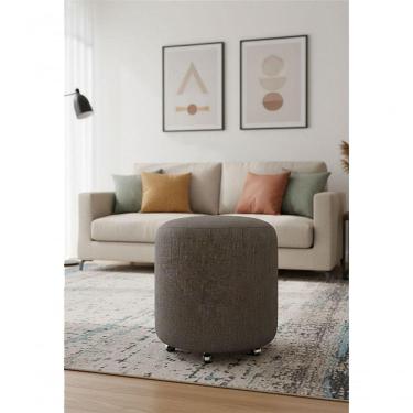 Imagem de Puff Redondo Não é Segredo Linho Cinza Rodinha 40x45 Nspr02l-r