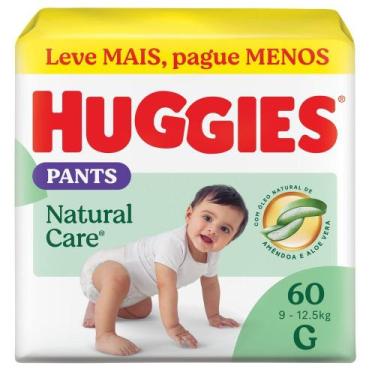 Imagem de Fralda Descartável Huggies Pants Natural Care Roupinha G 60 Unidades, 