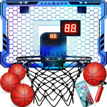 Imagem de Cesta de basquete de salão ropoda Mini com 7 luzes LED e 4 bolas
