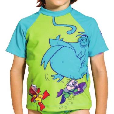 Imagem de Camiseta Manga Curta Proteção UV Cascão Turma Da Mônica, G, Verde
