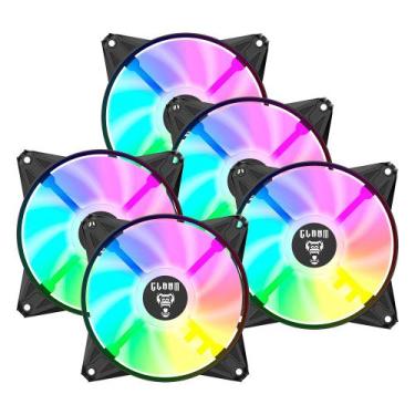 Imagem de Kit 5 Cooler Fan para Gabinete RGB Rainbow 120mm Molex 4pin Ventoinha 