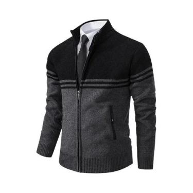 Imagem de Cardigã Masculino De Inverno Em Fleece Grosso, Quente E Casual, Com Go