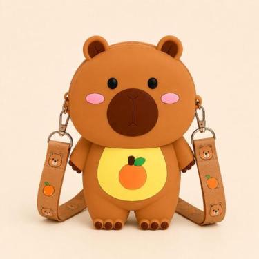 Imagem de Bolsinha Mini Infantil Capivara Capy bala Mochilinha Silicone Confortá