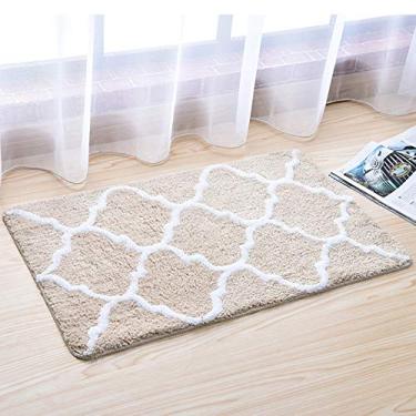 Imagem de Tapete de banheiro macio e macio antiderrapante, absorve água, tapete flocado, estampa de lanterna, para sala de estar, quarto, banheiro, varanda, entrada, lavagem, bege, 6090 cm