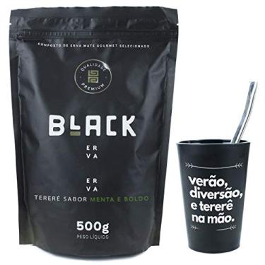 Imagem de KIT COMPLETO COPO + BOMBA INOX 19CM+ BLACK ERVA 500G (Menta e Boldo)