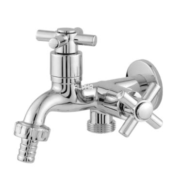 Imagem de Torneira Tanque Máquina Lavar 2 Saídas ABS Cromado 1031 C31 Cor:Prateado