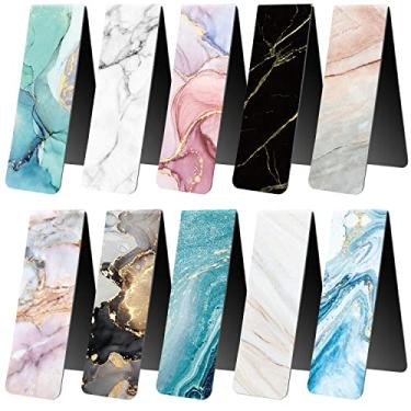 Imagem de WAVEYU Marcadores magnéticos para mulheres e homens, marcadores de página com ímãs, sortidos, para amantes de livros, estudantes, professores, adultos, crianças, para escola, casa, escritório, artigos de papelaria, 10 designs de mármore