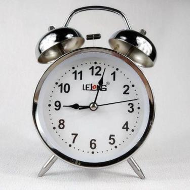 Imagem de Relógio De Mesa Led Despertador Prata 16cm Lelong